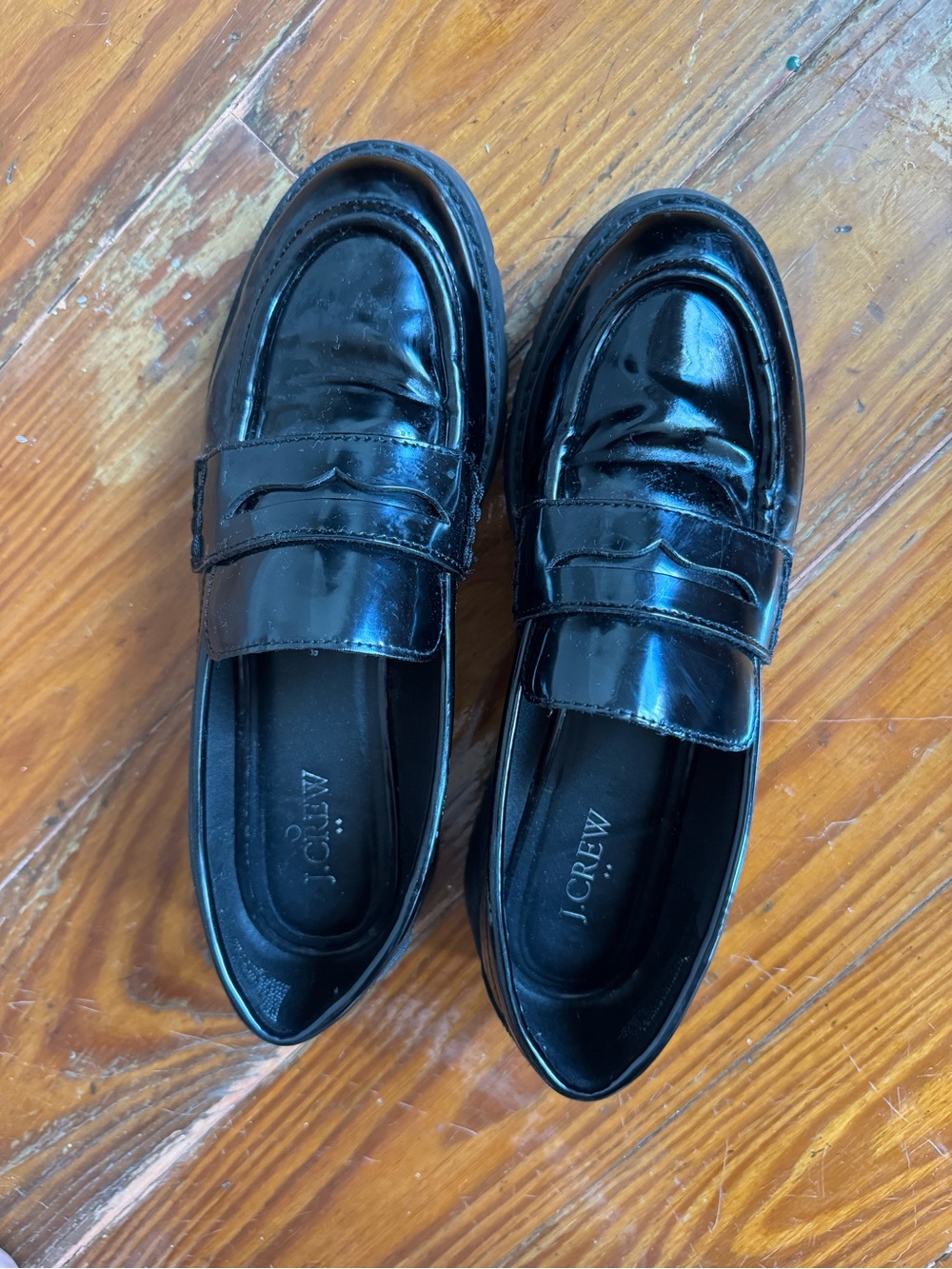 J. Crew Black Patent Leather Penny Loafers